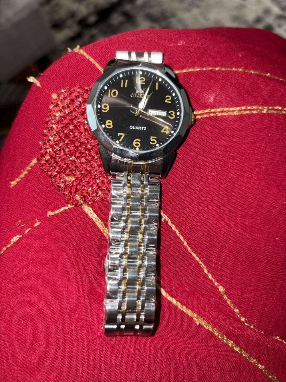 Veto Two-Tone Silver and Gold Men’s Quartz Watch with Black Dial